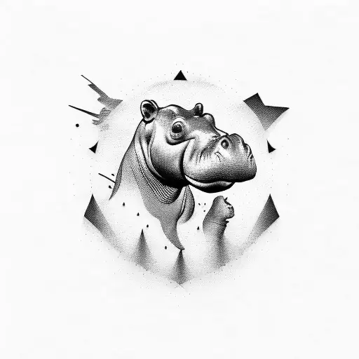 hippopotamus tattoo design idea