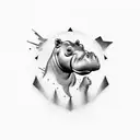 hippopotamus tattoo design idea