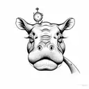 hippopotamus, travel tattoo design idea