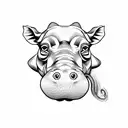 hippopotamus, travel tattoo design idea