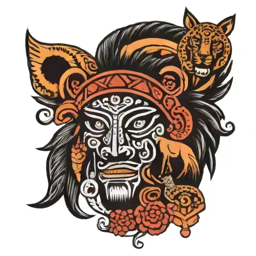 Puerto Rican Taino tribal design with animals native tattoo design idea