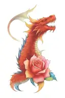 yakuza dragon and  blue  rose tattoo design idea