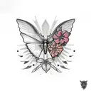 Flowers butterflys and a dragon  From the buttock to the knee tattoo design idea