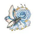 Flowers butterflys and a dragon  From the buttock to the knee tattoo design idea