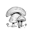 a small mushroom character with two legs and two arms in a knight’s armor holding a sword tattoo design idea