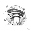 a small mushroom character with two legs and two arms in a knight’s armor holding a sword tattoo design idea