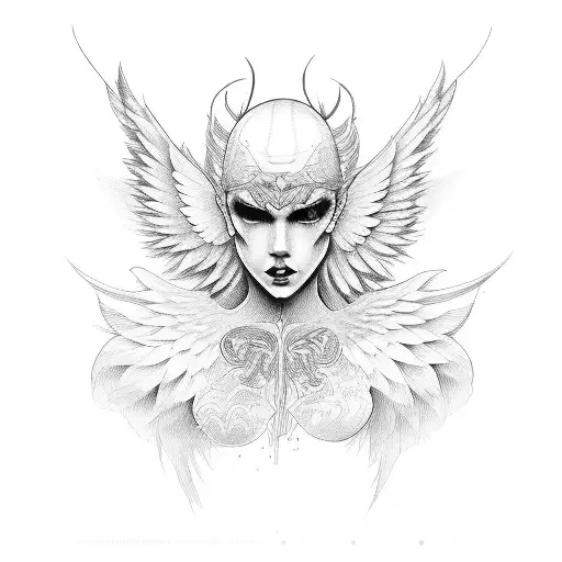 Wings of an angel and a demon tattoo design idea