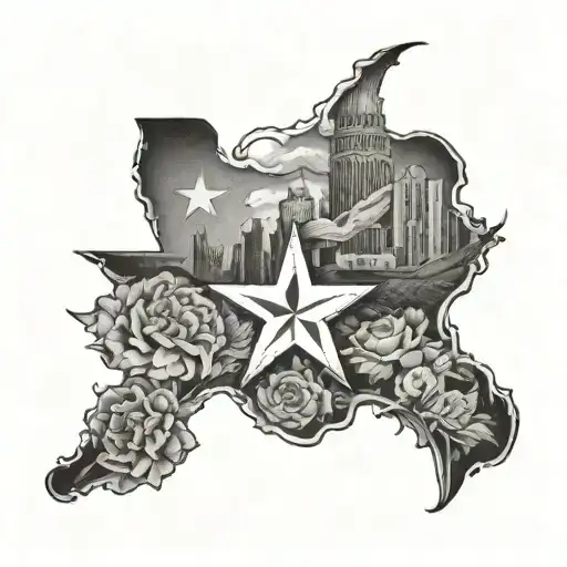 Texas theme half sleeve tattoo design idea