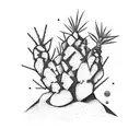 Man is afraid to touch the cactus in the middle of the desert scorching from the endless heat, but he does not know that tattoo design idea