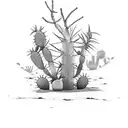 Man is afraid to touch the cactus in the middle of the desert scorching from the endless heat, but he does not know that tattoo design idea