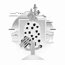 Man is afraid to touch the cactus in the middle of the desert scorching from the endless heat, but he does not know that tattoo design idea