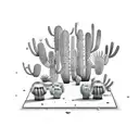 Man is afraid to touch the cactus in the middle of the desert scorching from the endless heat, but he does not know that tattoo design idea