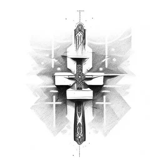 Cross with movating words tattoo design idea