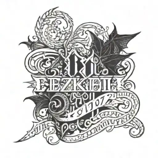 Text saying EZEKIEL 25:17 tattoo design idea