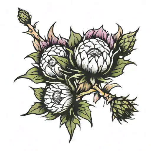thistle tied together tattoo design idea