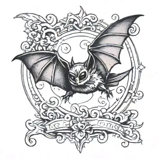 small bat flying tattoo design idea