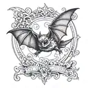small bat flying tattoo design idea