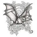 small bat flying tattoo design idea