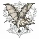 small bat flying tattoo design idea