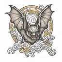 small bat flying tattoo design idea