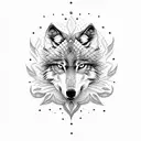 A dotwork design of a wolf surrounded by intricate forest details tattoo design idea