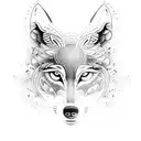 A dotwork design of a wolf surrounded by intricate forest details tattoo design idea