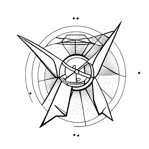 A minimalist tattoo of a bird in a spaceship exploring the galaxy tattoo design idea