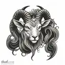 demoniac goat head adapted to knee anatomy  tattoo design idea