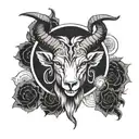 demoniac goat head adapted to knee anatomy  tattoo design idea