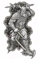 A Viking warrior wrapped in the web of fate tattoo design idea