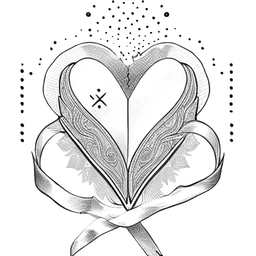 heart with a dove and two ribbons  tattoo design idea