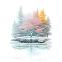 colors of the wind, but in all four seasons. continuous band where winter, spring, summer, then autumn create an loop tattoo design idea