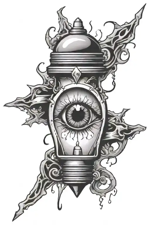 broken light bulb with eye ball inside tattoo design idea