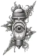 broken light bulb with eye ball inside tattoo design idea