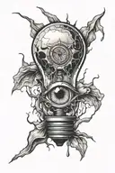 broken light bulb with eye ball inside tattoo design idea