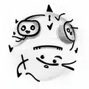 Round smiling depressive emoji   with crosses on the eyes tattoo design idea