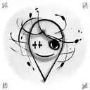 Round smiling depressive emoji   with crosses on the eyes tattoo design idea