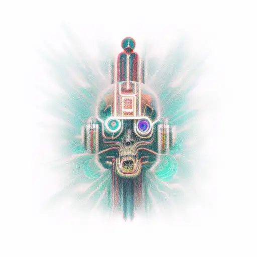 I would like a vertical cyber sigilism tattoo that is long and thin vertically tattoo design idea