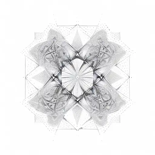 A geometric pattern of stars and hearts forming an abstract ECG wave tattoo design idea
