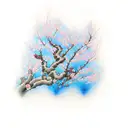 cherry tree with a blue background tattoo design idea