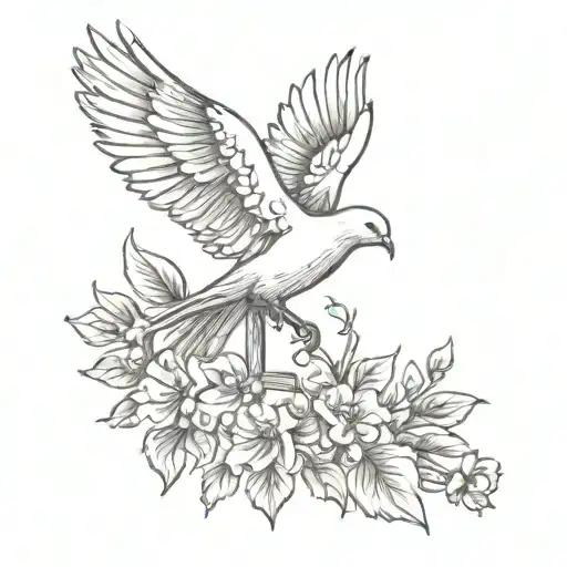 dove and cross tattoo design idea