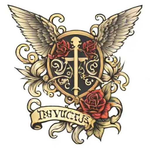 Invictus with dedication to loved ones tattoo design idea