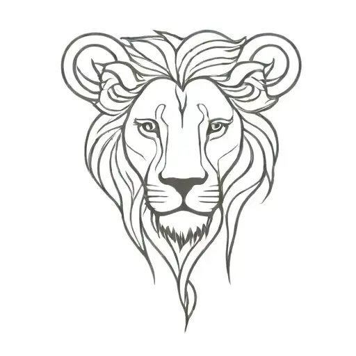 Lion Aries Capricorn face tattoo design idea