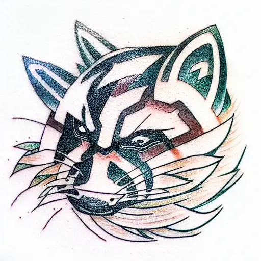 racoon ninja tattoo design idea