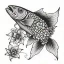 fish and remember me nots tattoo design idea