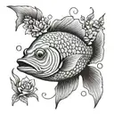 fish and remember me nots tattoo design idea