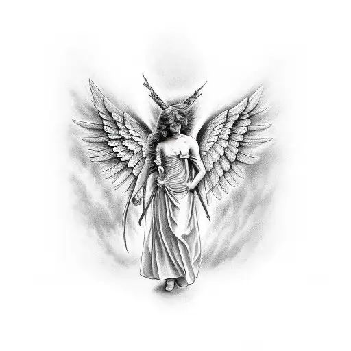 angel and devil tattoo design idea
