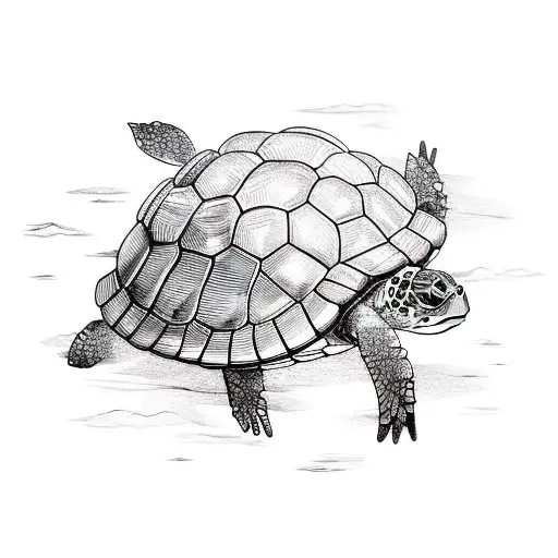 turtle tied to a navy anchor with a compass tattoo design idea