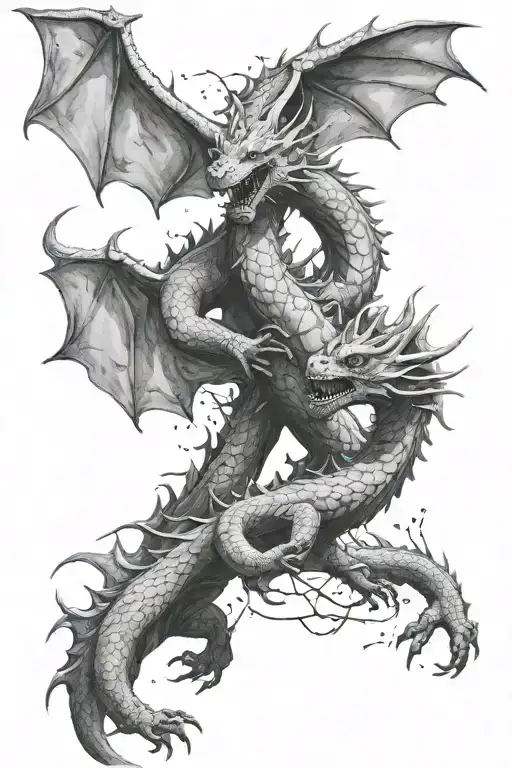 two dragons fighting. incorporate children's handprints  tattoo design idea