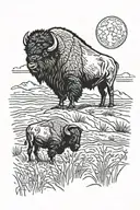 bison, prairie, grass covered hill tattoo design idea